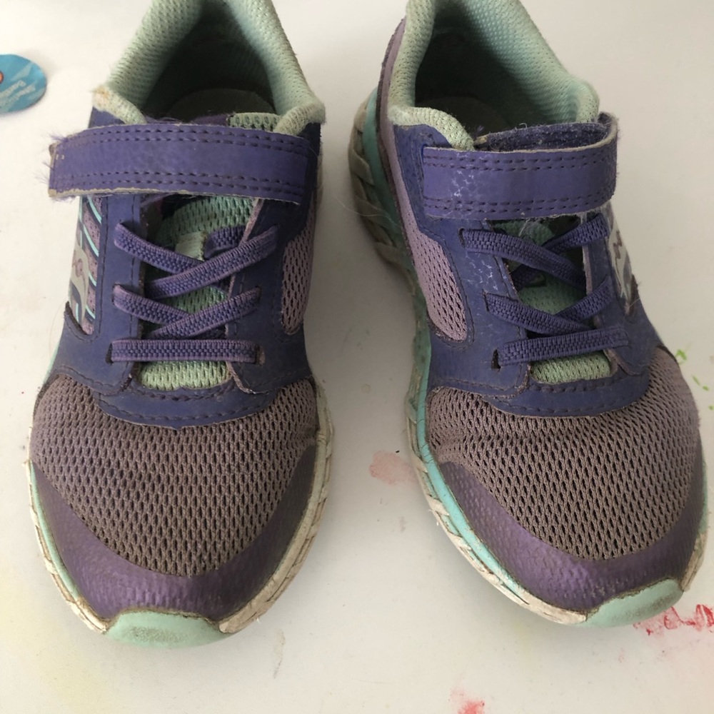 Saucony Purple and Green Sneakers with Breathable Mesh